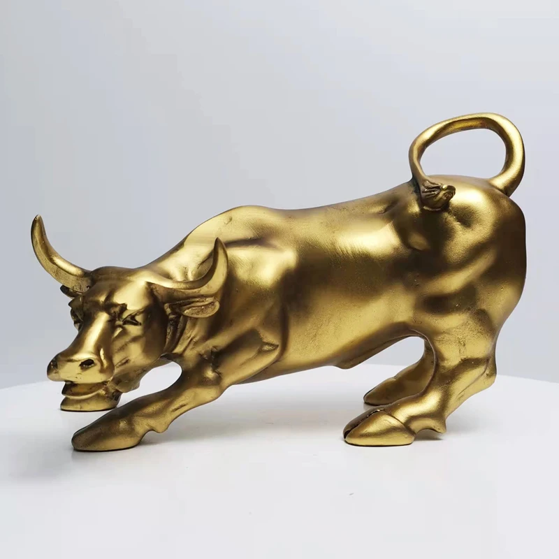 

Resin Wall Street Bull Figurines Cattle OX Statue Market Bull Home Feng Shui Art Official Desktop Decor Sculpture