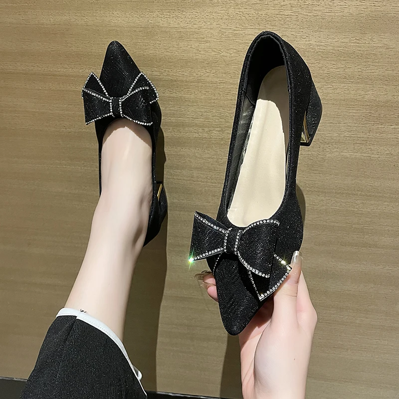 

Ladies Shoes on Sale 2023 New Fashion Pointed Toe Shallow Bow Women's Flats Summer Leisure Banquet Solid Women Loafers Zapatos