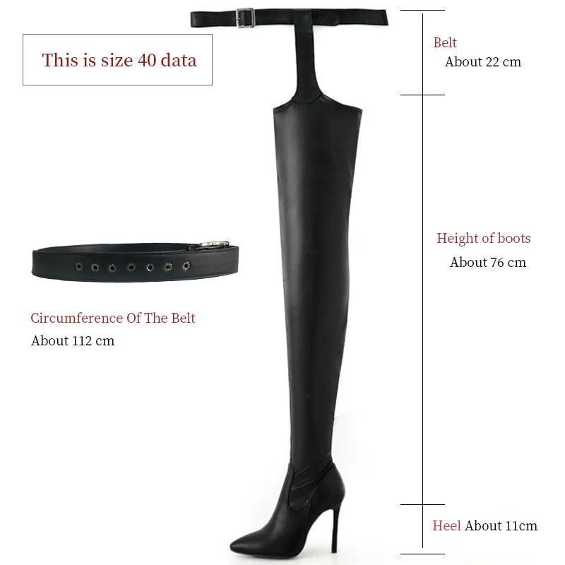 Sexy White High Heels Dress Party Shoes Women Thigh High Boots Belt Buckles Over The Knee Leather Boots 2023 Autumn Boots
