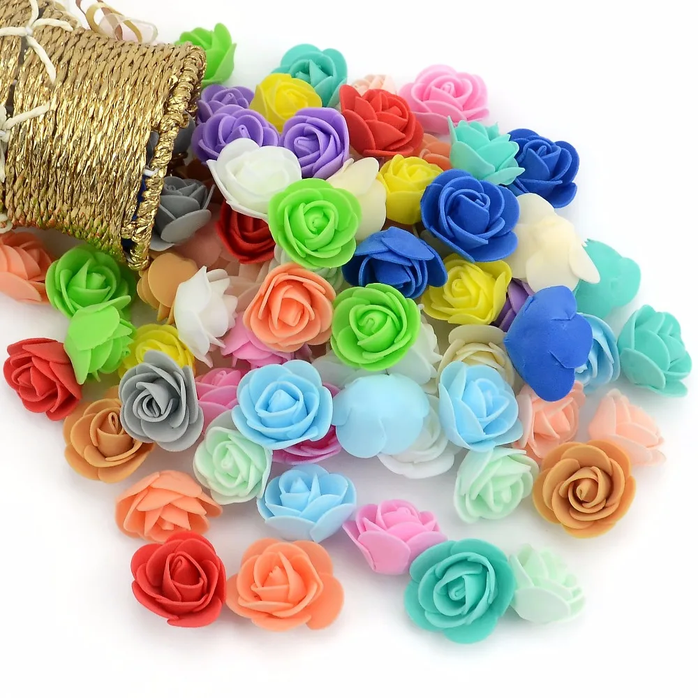 Rosas artificiales hechas a mano para decoración del hogar, suministros para fiestas, 50 unids/bolsa