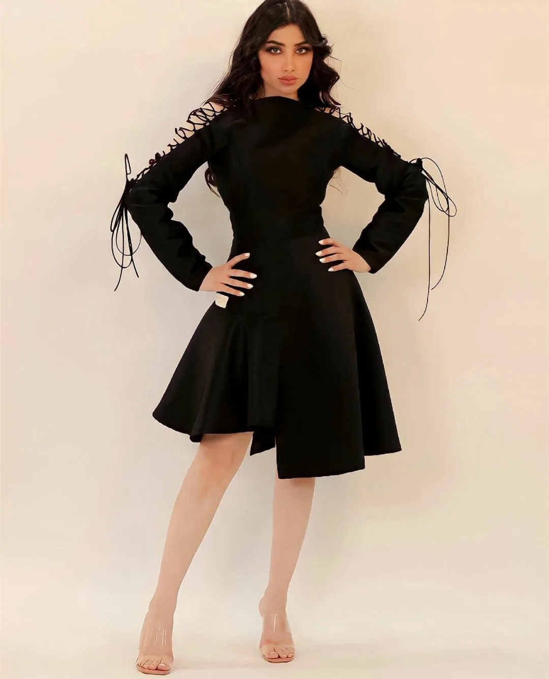 

Женские винтажные короткие черные вечерние платья с карманами, трапециевидные Атласные Платья До Колена в мусульманском стиле