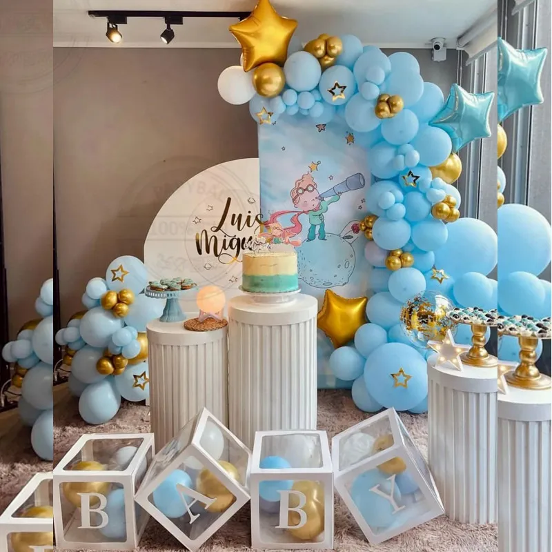 

105PCS 0-9Years Little Prince Theme Star Balloon Arch Set Blue Birthday Party Decorations For Boys And Girls Baby Shower Props