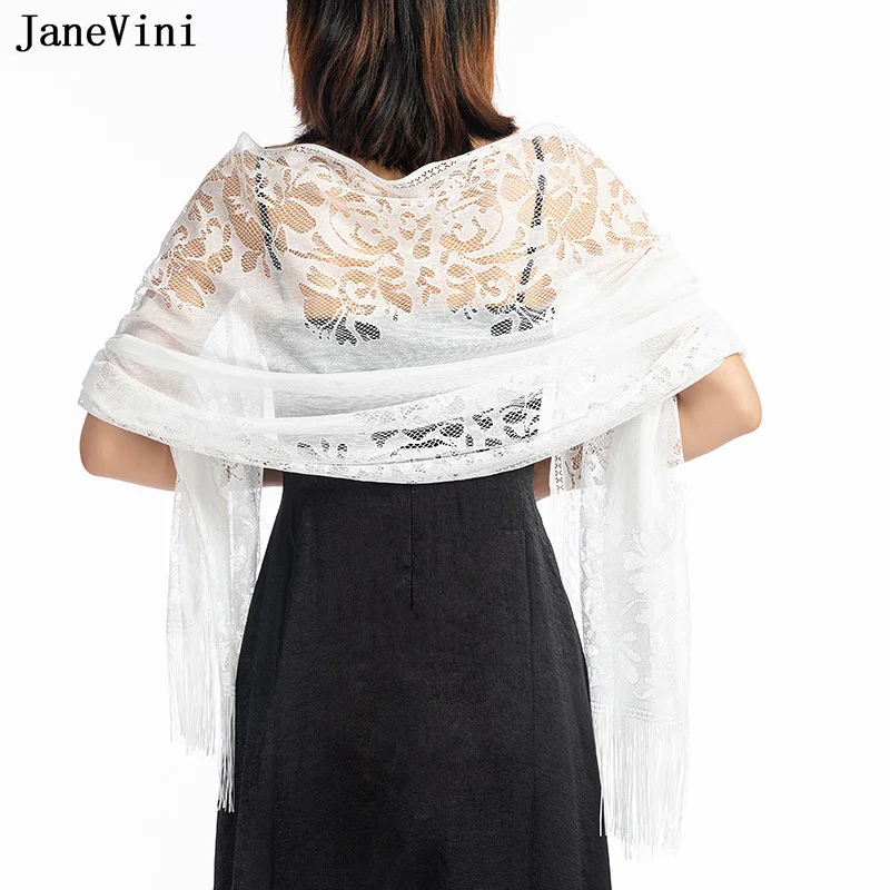 Женская кружевная Свадебная шаль jaevini, белая свадебная накидка-болеро с бахромой, 2022