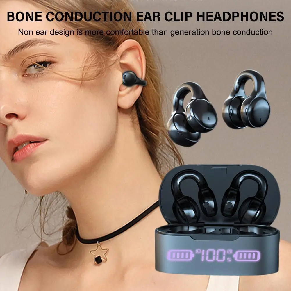 

X56 Bone Conduction Ear Clip Headphone Earcuffs Open Wireless Fall Bluetooth Noise Reduction Ear Intelligent Sports Anti He W6F2