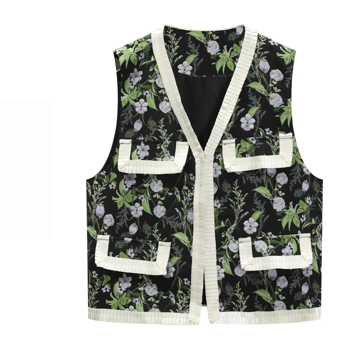 

SuperAen корейский короткий жилет с цветочным рисунком, пальто, Женский Осенний темперамент, ретро жилет, топ