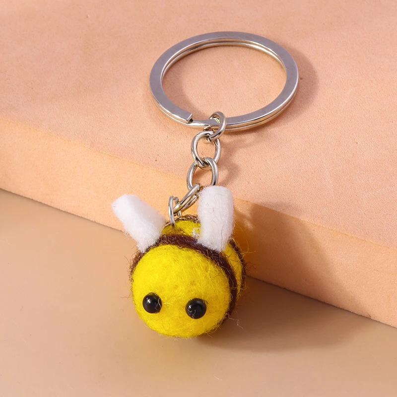 

Lovely Handmade Bee Keychain Animal Key Ring Pendants for Women Girls Handbag Decor DIY Kid's Jewelry Gifts