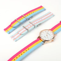 fashion colorful nylon watchband men women rainbow bracelet canvas watch strap fashion casual wristwatch couples bangles 20mm