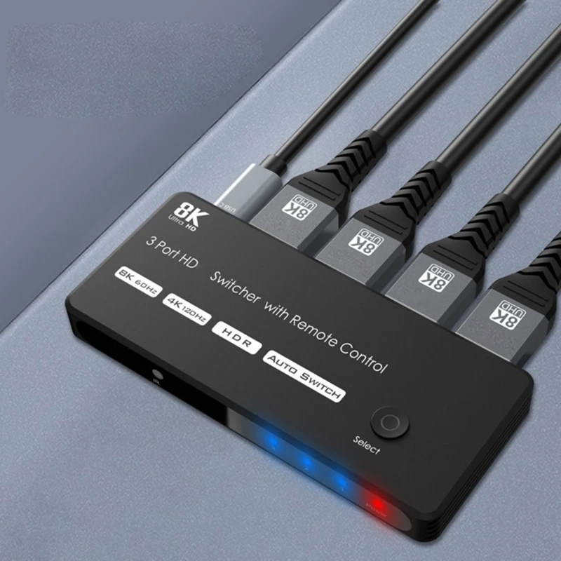 DXAB 3-портовый коммутатор HDTV 8K с удаленной поддержкой @ 60 Гц 4K 120 Высокоскоростной