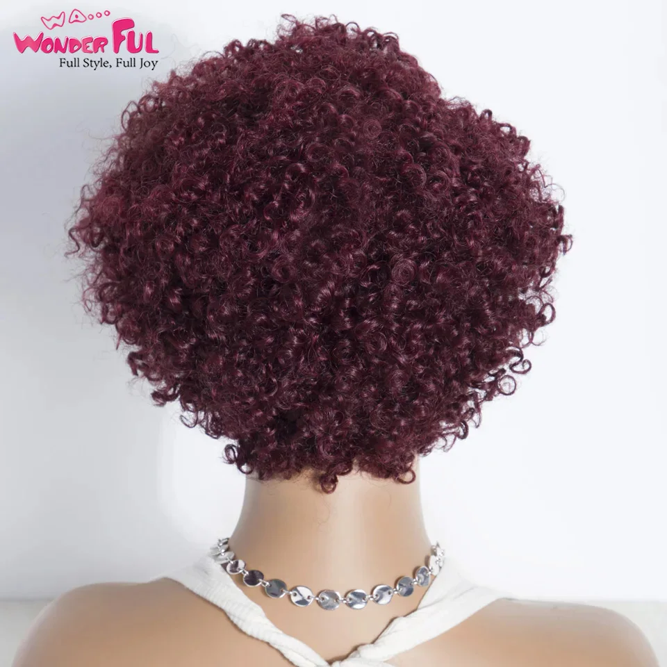 99J короткий бразильский кудрявый парик из человеческих волос Короткие парики с