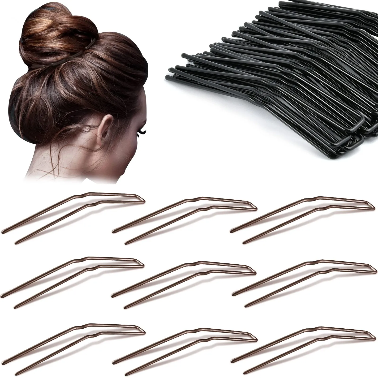 

12pcs Hairpins U Shaped Ballet Bobby Pins Hair Styling Pins for Updo Metal U Bun Hair Clips for Women Girls All Hair Types