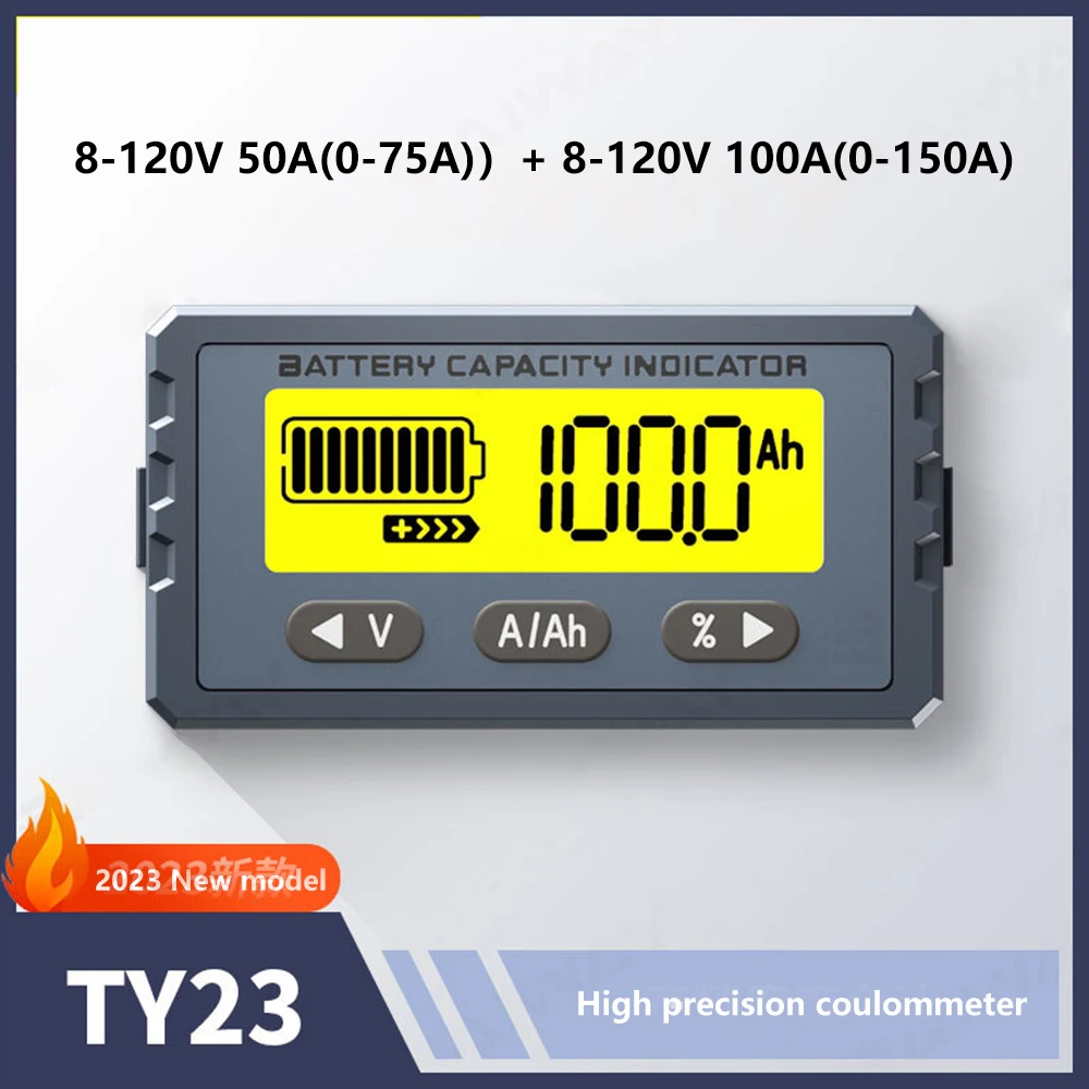 

TY23 Battery Tester 8V- 120V 50A 100A Coulomb Counter Meter Capacity Indicator Li-ion Lifepo4 Detector Coulometer Voltmeter