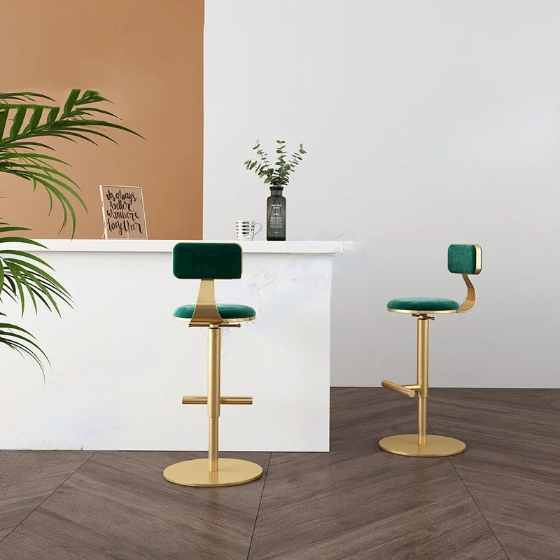 

Iron Kichen Ergonomic Chair Bar Living Room Stool Luxury Nordic Waiting Chairs Gold Swivel Designer Poltrone Furniture OA50LRC
