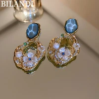 bilandi925%c2%a0silver%c2%a0needle fashion jewelry resin earrings delicate design pretty pearl flower drop earrings for women party gifts