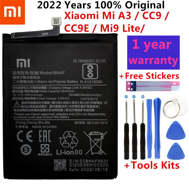 

100% Original New XIAO MI BM4F Replacement Phone Battery For Xiaomi Mi A3 CC9 CC9e CC9 Mi9 Lite Batteries +Gift Tools