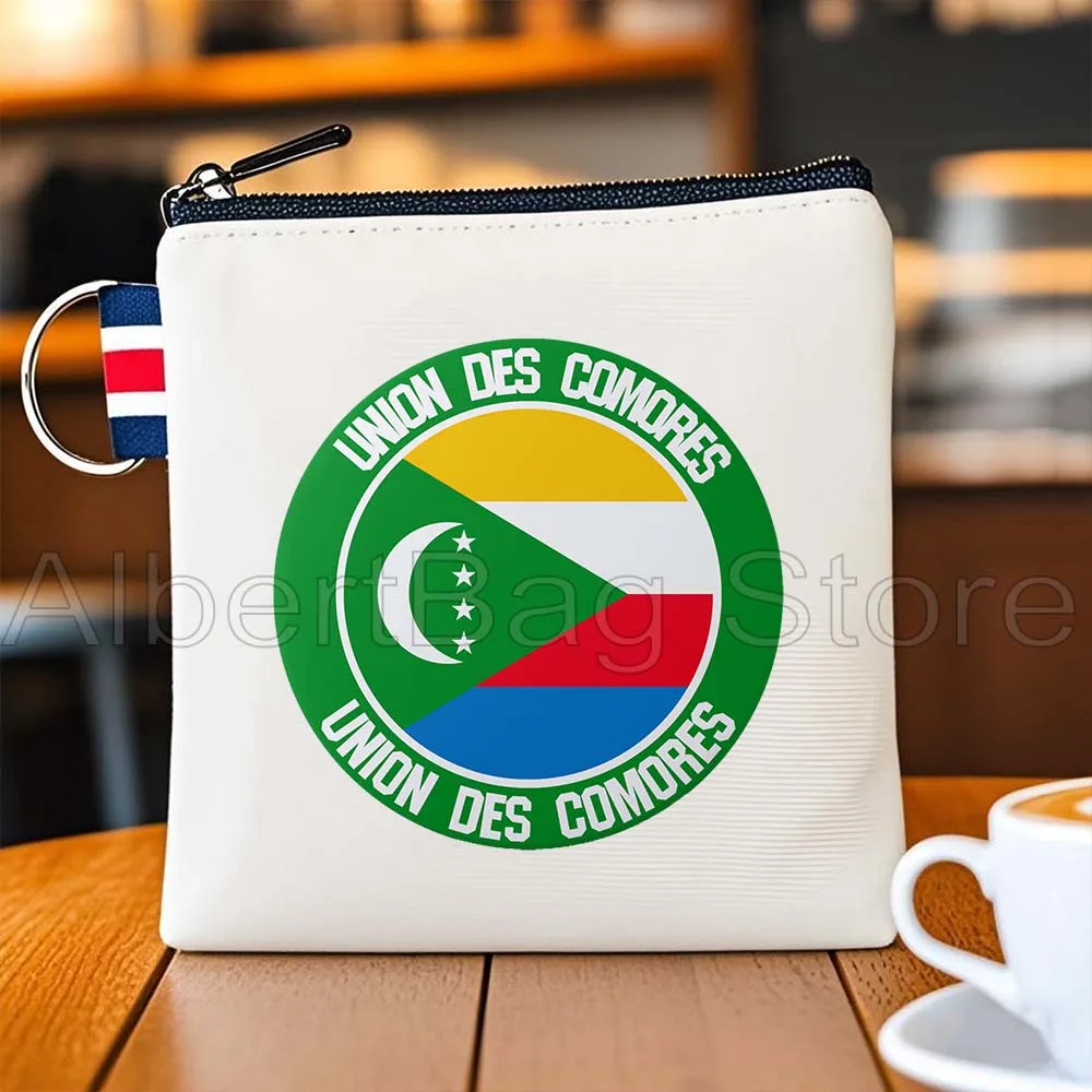 Холщовые сумки с флагом и картой Коморских островов, подарки для коморцев, маленькие квадратные хлопковые сумки-кошельки для ключей и монет, держатели для карт, чехлы для хранения (art.: 3920d899225be) - 3920d899225be