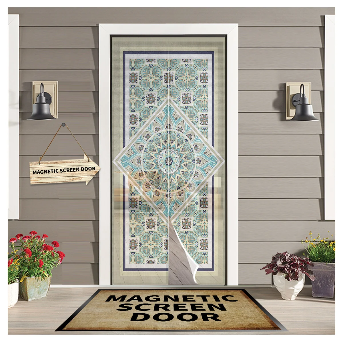 

Bohemian Style Mandala Pattern Summer Magnetic Anti-mosquito Screen Door Curtains Automatic Closing Kitchen Curtains Home
