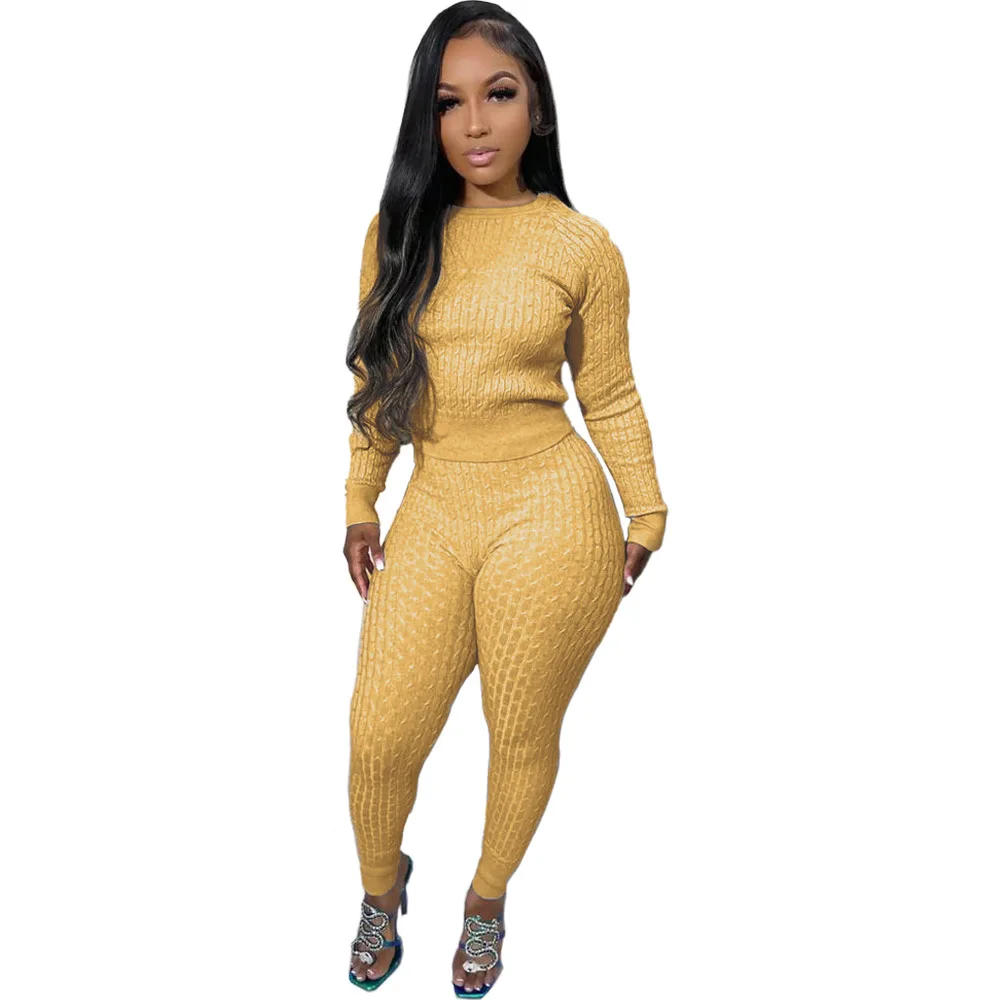 

Women's Two Piece Pants sets short slim fitting sweaters and long pant tracksuits