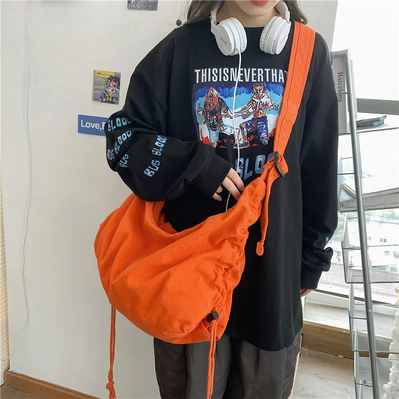 

New Trend Literary Style Handbag Casual Shoulder Bag Simple Messenger Bag School Bag Large Capacity Canvas Bag Messenger Bag