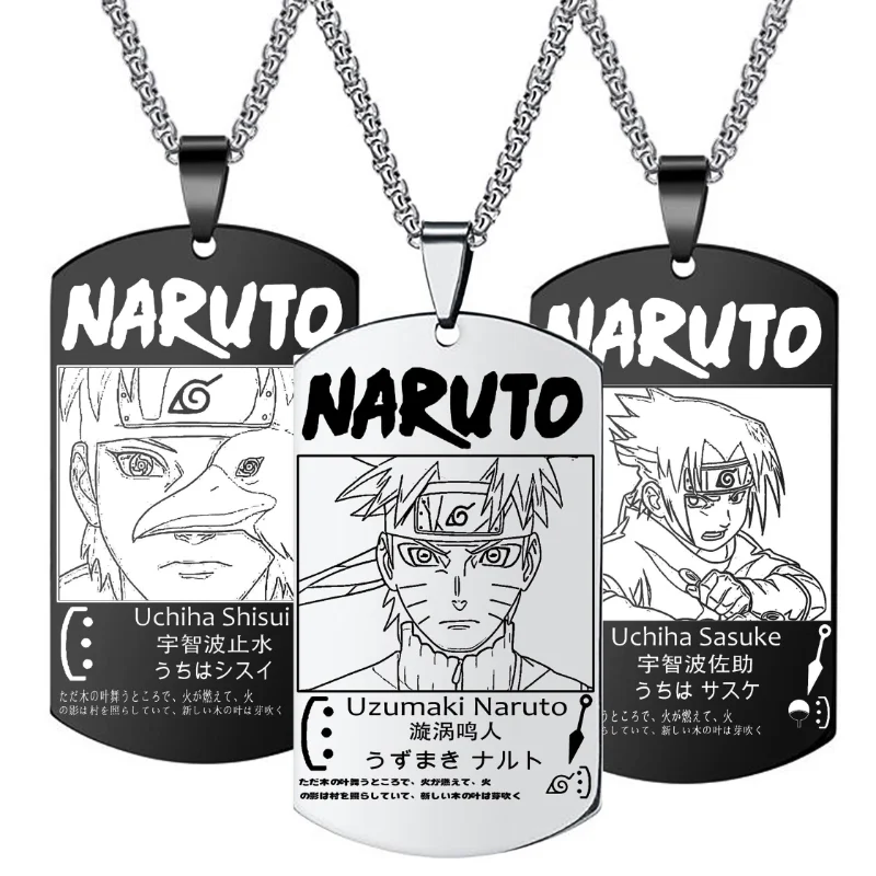 

Ожерелье с подвеской Naruto двухмерные Аниме периферийные подвески и ожерелья Sasuke ожерелье хорька из нержавеющей стали мужское ожерелье