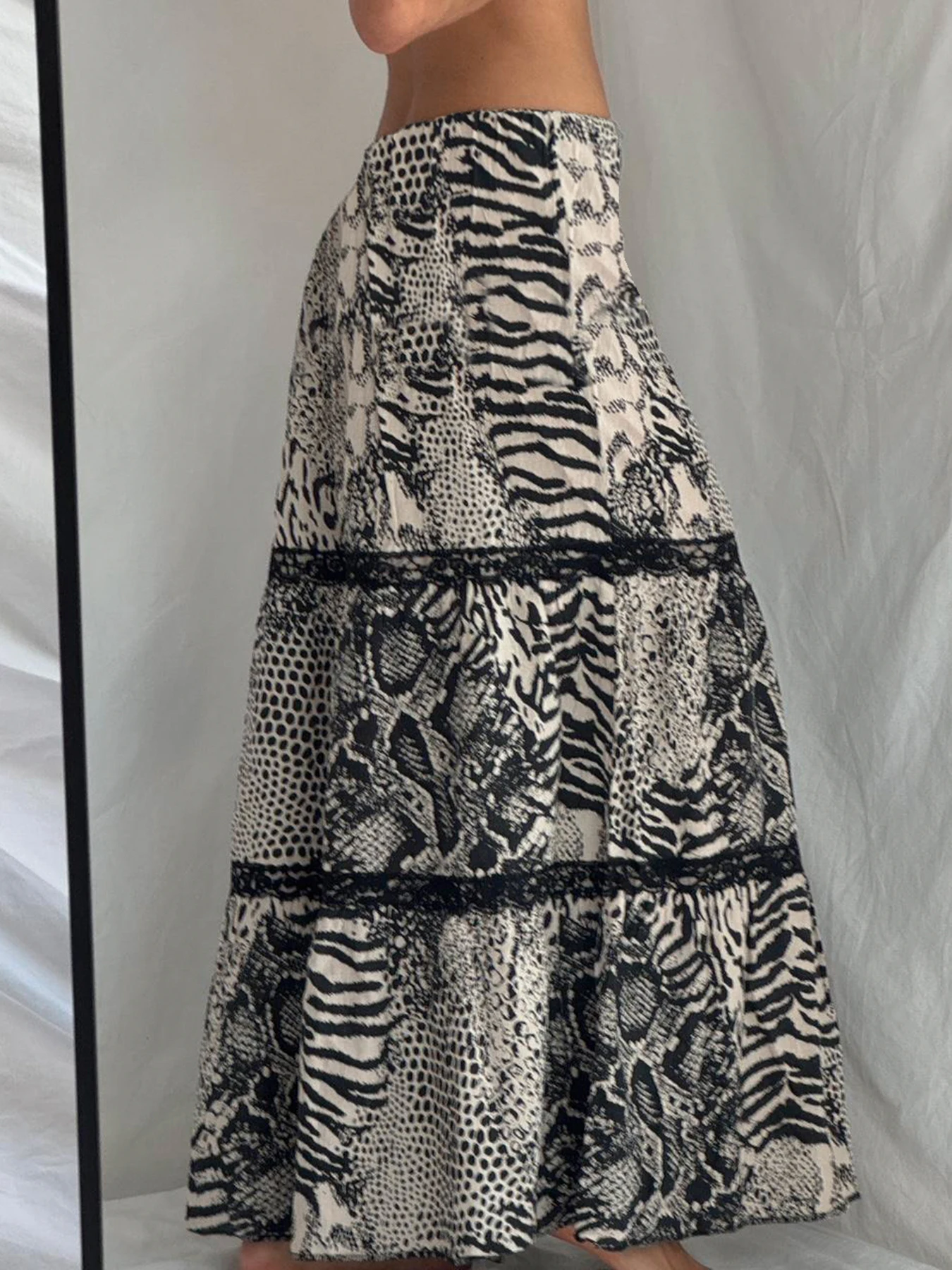 Rockmore винтажные кружевные лоскутные длинные юбки Y2K Эстетические трапециевидной