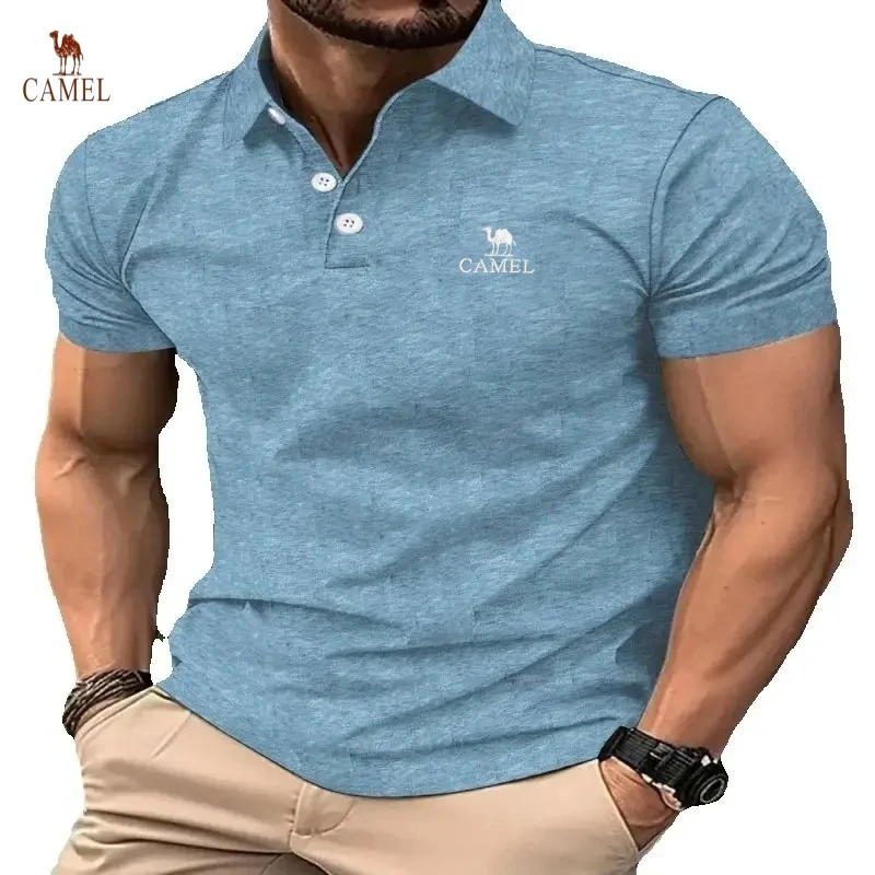 Мужская повседневная модная дышащая рубашка поло удобный топ с вышивкой для