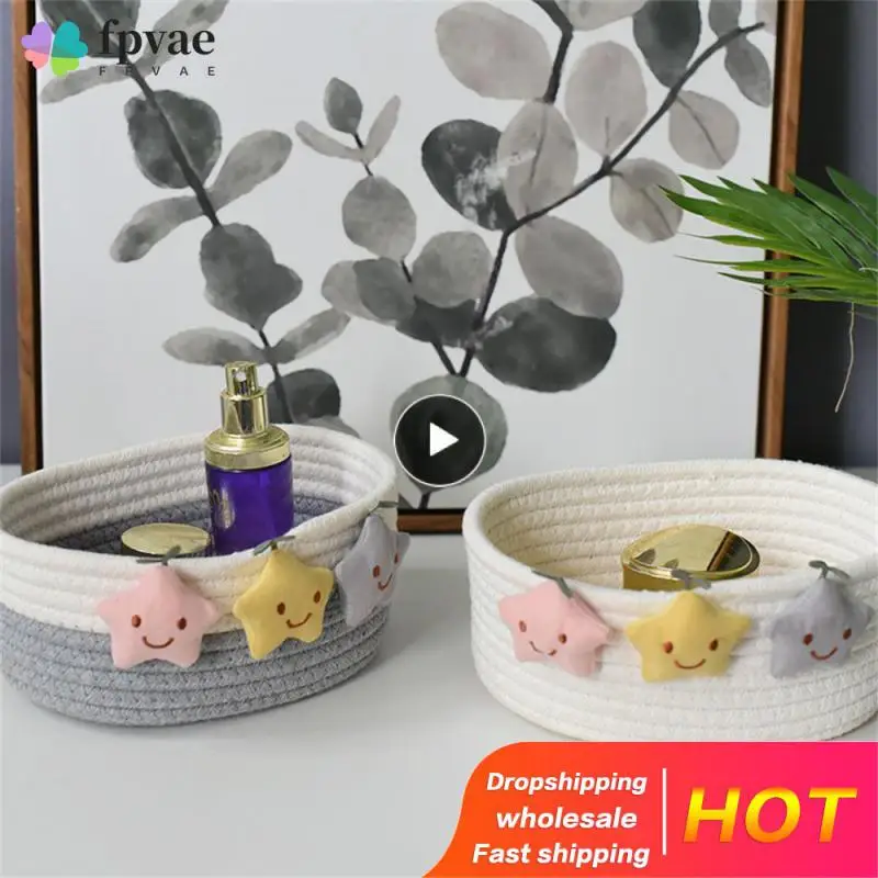 

Bathroom Clothes Rope Baskets Multifunctional Star Desktop Cotton Woven Basket 20×15×9cm For Nursery Toys Baby Kids Practical