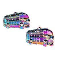 10pcslot rainbow color transport school bus car pendants zinc alloy charm for bisuteria para manualidades por mayor accessories