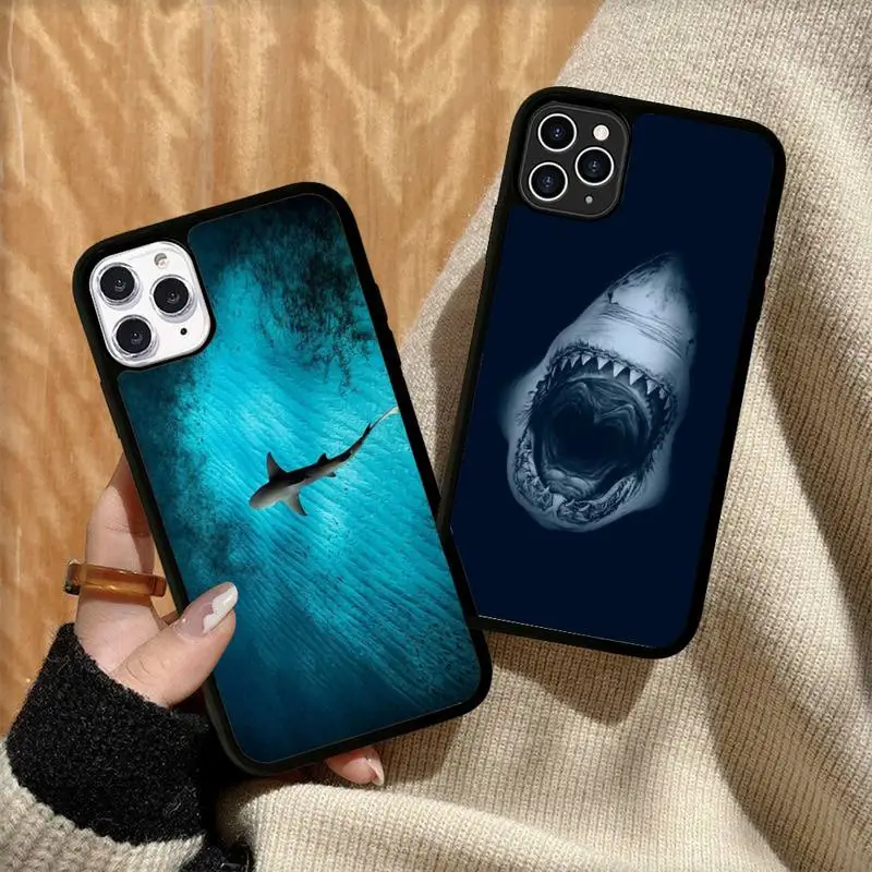 

MaiYaCa Shark Phone Case Silicone PC+TPU Case for iPhone 11 12 13 Pro Max 8 7 6 Plus X SE XR Hard Fundas