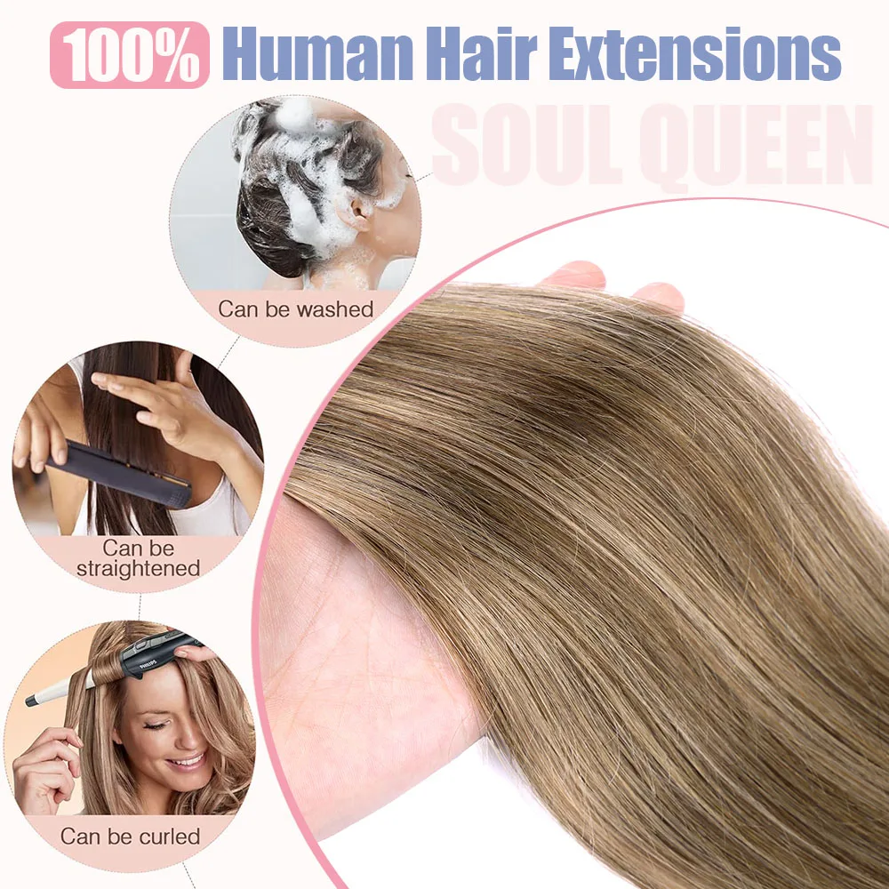 7/9 шт. Натуральные Прямые накладные волосы на клипсе