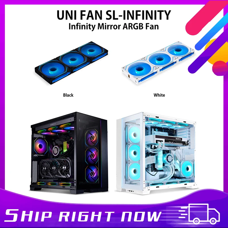

Lian Li UNI Fan SL Infinity 120, Mirror Daisy Chain ARGB Fan, L-Connect 3.0 System, Black/White Color , UF-SLIN120