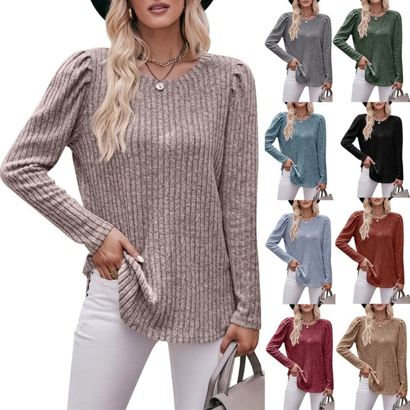 

Long Sleeve Womens Blouses Thin O-neck Female Shirt Solid Color Blouses T-shirt