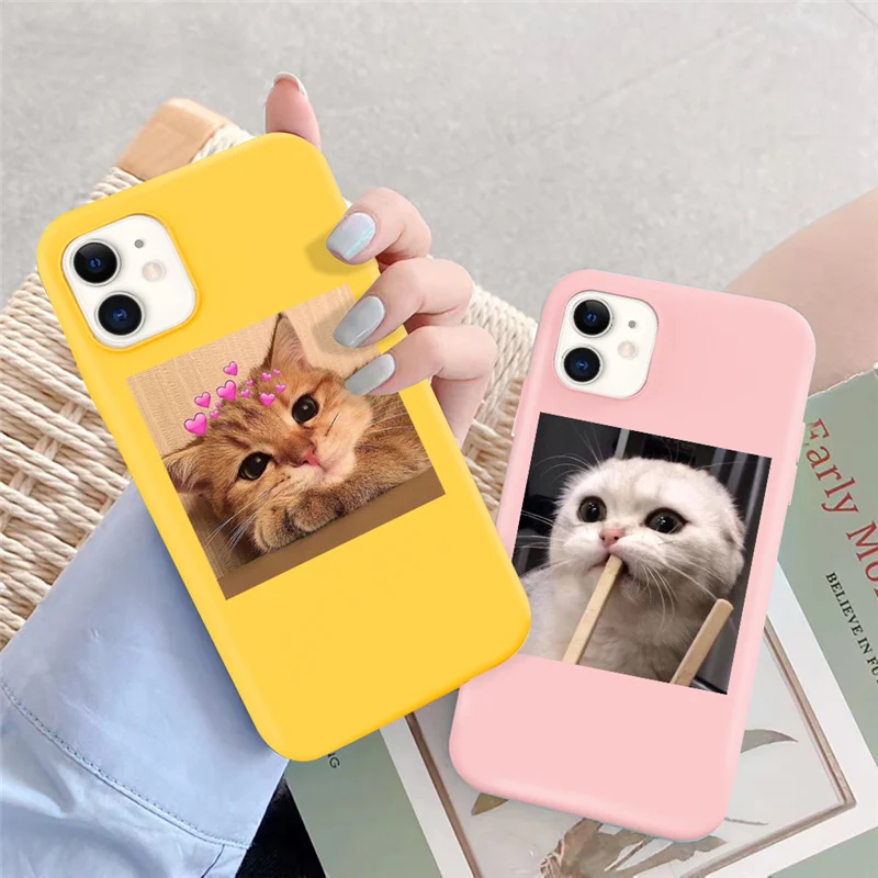 

For iPhone 11 Pro Max 13 12 Pro Mini XS Max XR X 7 8 6 6S Plus SE 2020 Candy Color Cute Animal Fundas Shell Fashion Back Cover