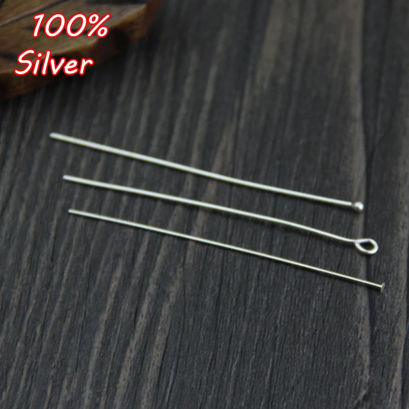 

10pcs S925 sterling silver Color DIY beaded material bracelet pendant earrings 9 word round head T word flat needle