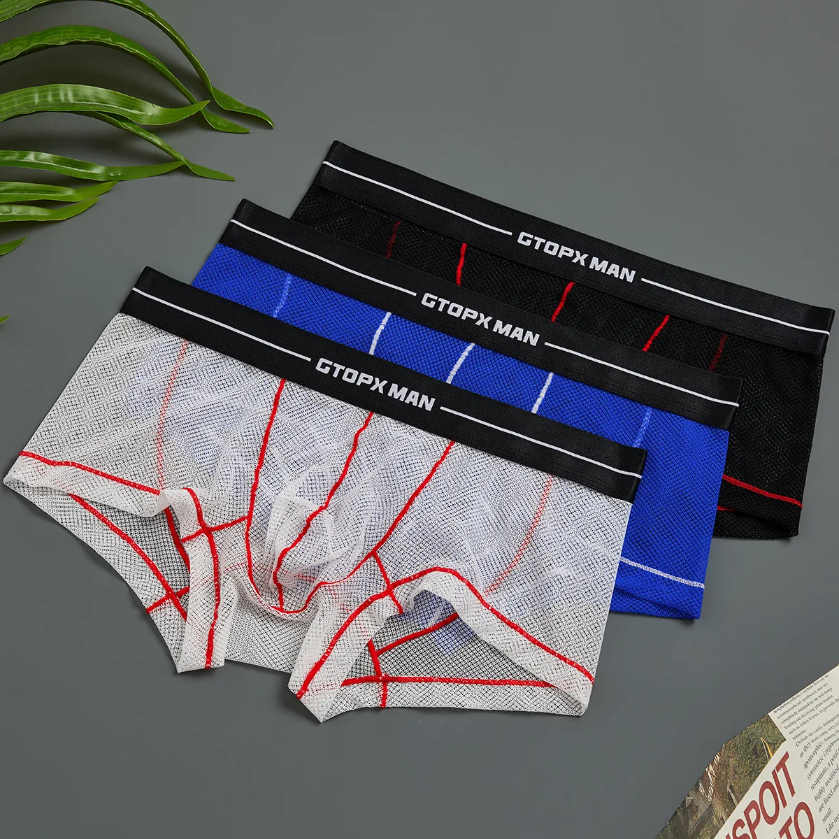 Мужские сетчатые трусы Boxershort тонкое нижнее белье для мальчиков из ледяного шелка