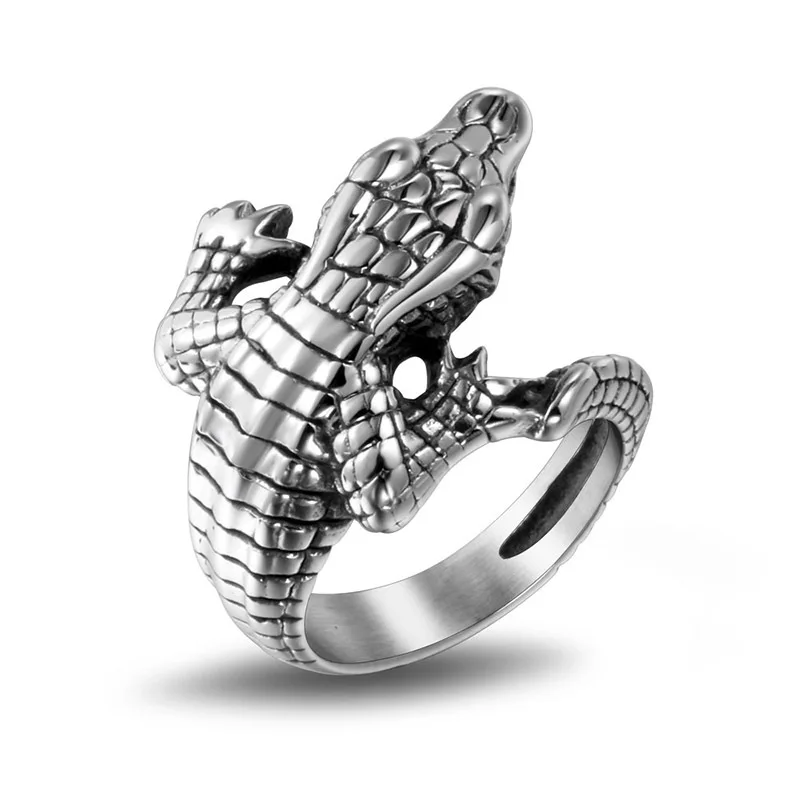 

Vintage Crocodile Womens Rings Gothic Punk Style Stainless Steel Mens Jewelry Christmas Gift Bague Femme Free Shipping Items