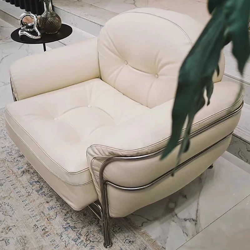 Одноместный диван-стул роскошное современное стальное кресло кожаное для