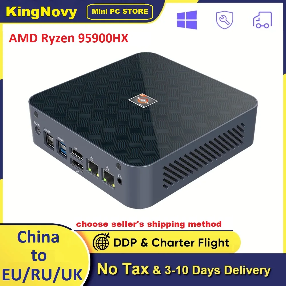 

KingNovy AMD Gaming Mini PC Ryzen 9 5900HX S500+ NUC 7 5800U 2.5G LAN 2*DDR4 NVMe SSD 4K desktop HTPC Micro Computer Windows 11