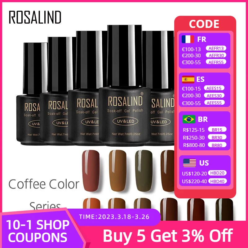 

Гель-лак ROSALIND 1S 7 мл для дизайна ногтей кофейные и красные цвета УФ/Светодиодная лампа почти без запаха стойкий Гель-лак для ногтей