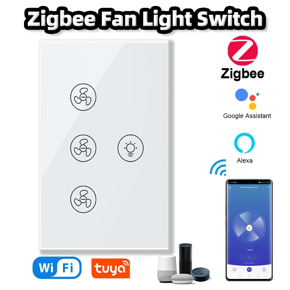

VOVOWAY tuya Zigbee Smart fan light switch US Network connection APP control Alexa and Google Assistant voice control AC110V220V