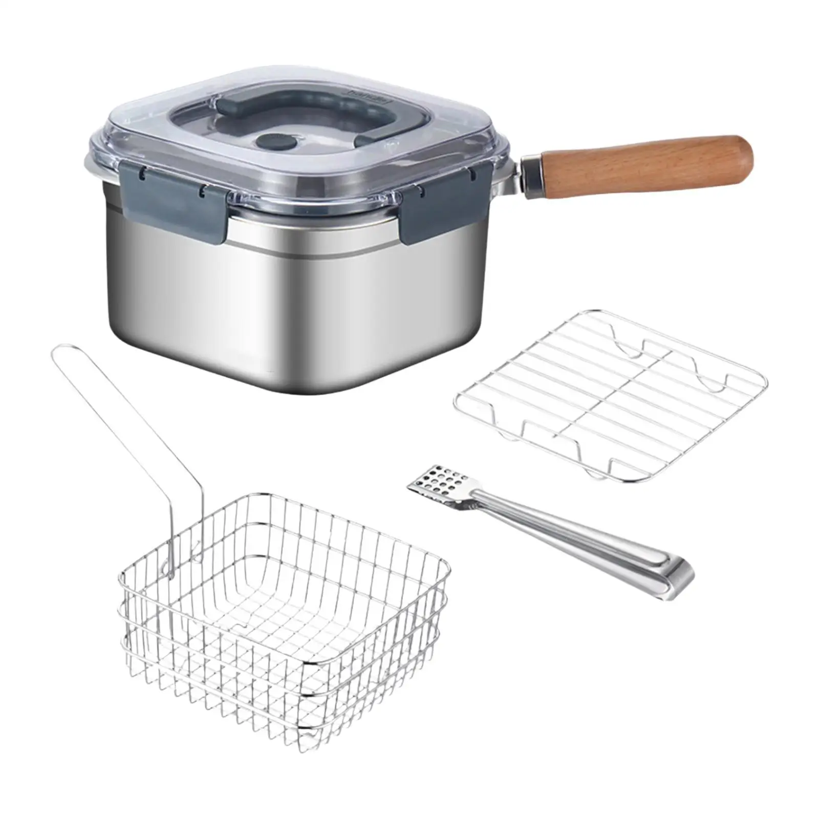 Portable Stainless Steel Fryer Rust Proof Detachable Handle Preservation Box for