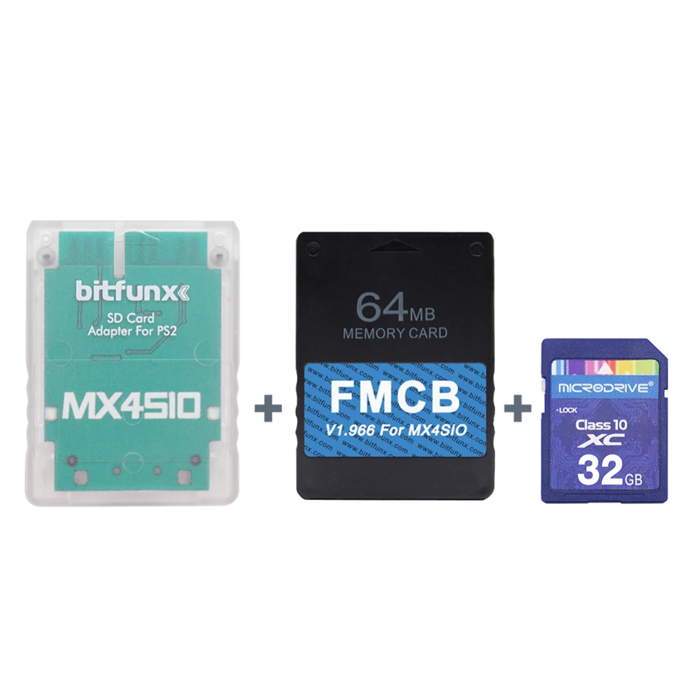 Адаптер MX4SIO SIO2SD SD/TF для игровых консолей PS2 + карт V1.966 64 Мб FMCB Combo Fat игровые