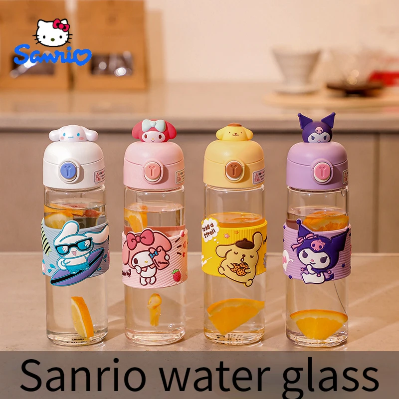 

Новинка, летняя детская чашка для воды Sanrio, мультяшный куроми, Коричный помпон, пурин, моя мелодия, милая стеклянная уличная чашка для воды, подарок