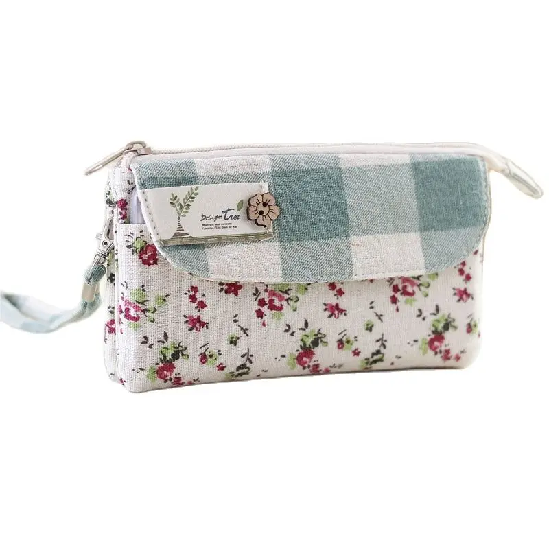 

Женский кошелек с ремешком на руку, хлопковый Дамский клатч с цветочным узором, маленький Бумажник для телефона для девушек