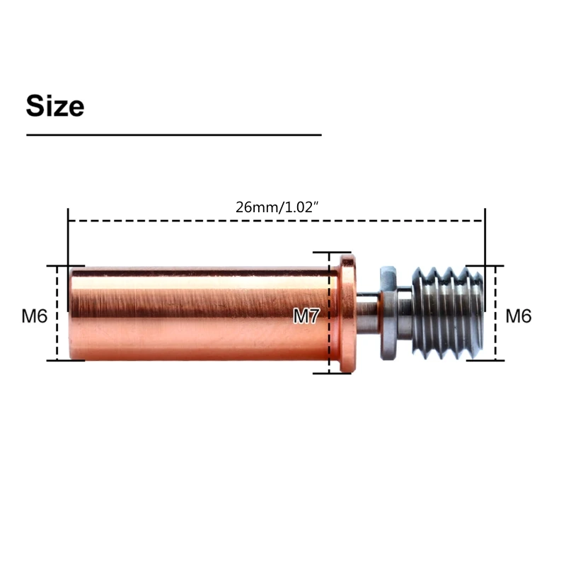 

Titanium Copper Thermal Heat Break for Anycubic S/pro/vyper 1.75 Filament Bi-Metal Heatbreak Hotend Heater Block