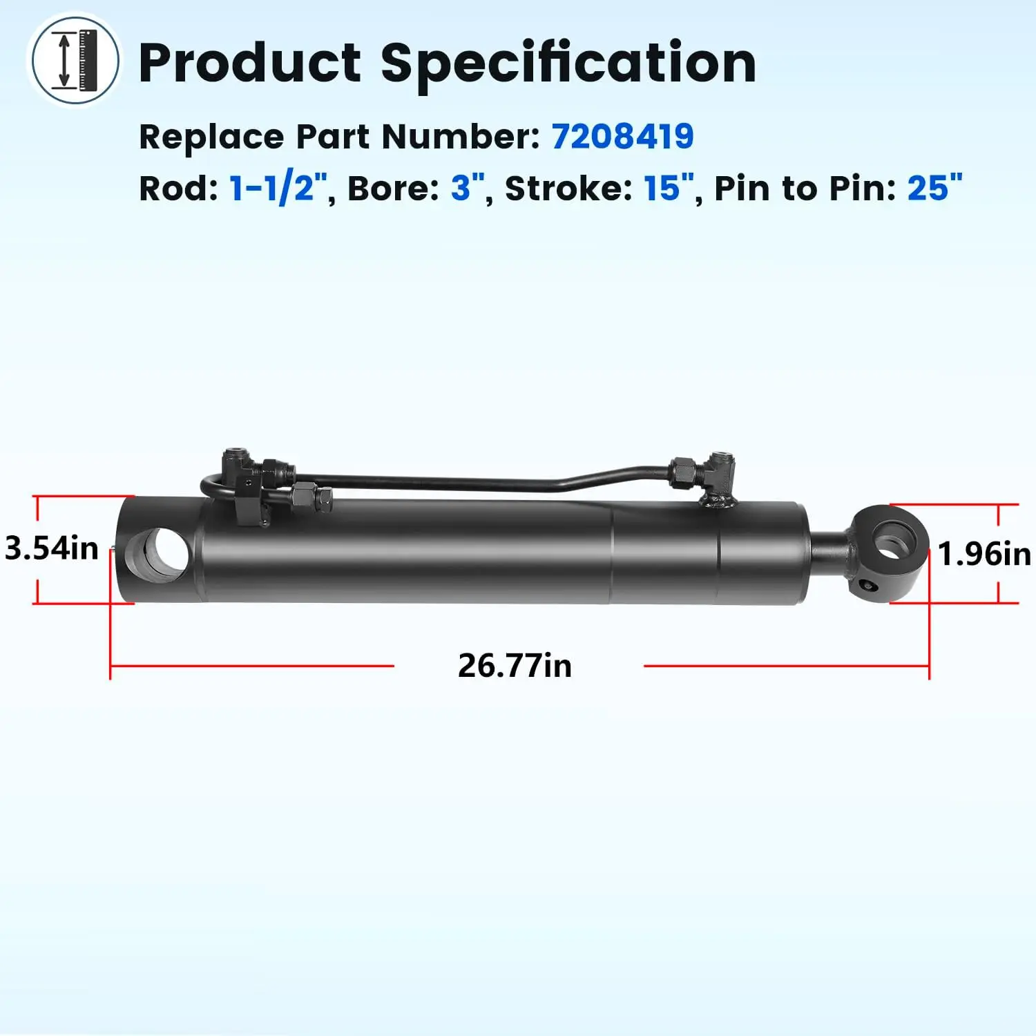 Гидравлический верхний звено Cat 1-1 с блокировочным блоком 18 1/8-26 3/8 дюйма шлангом