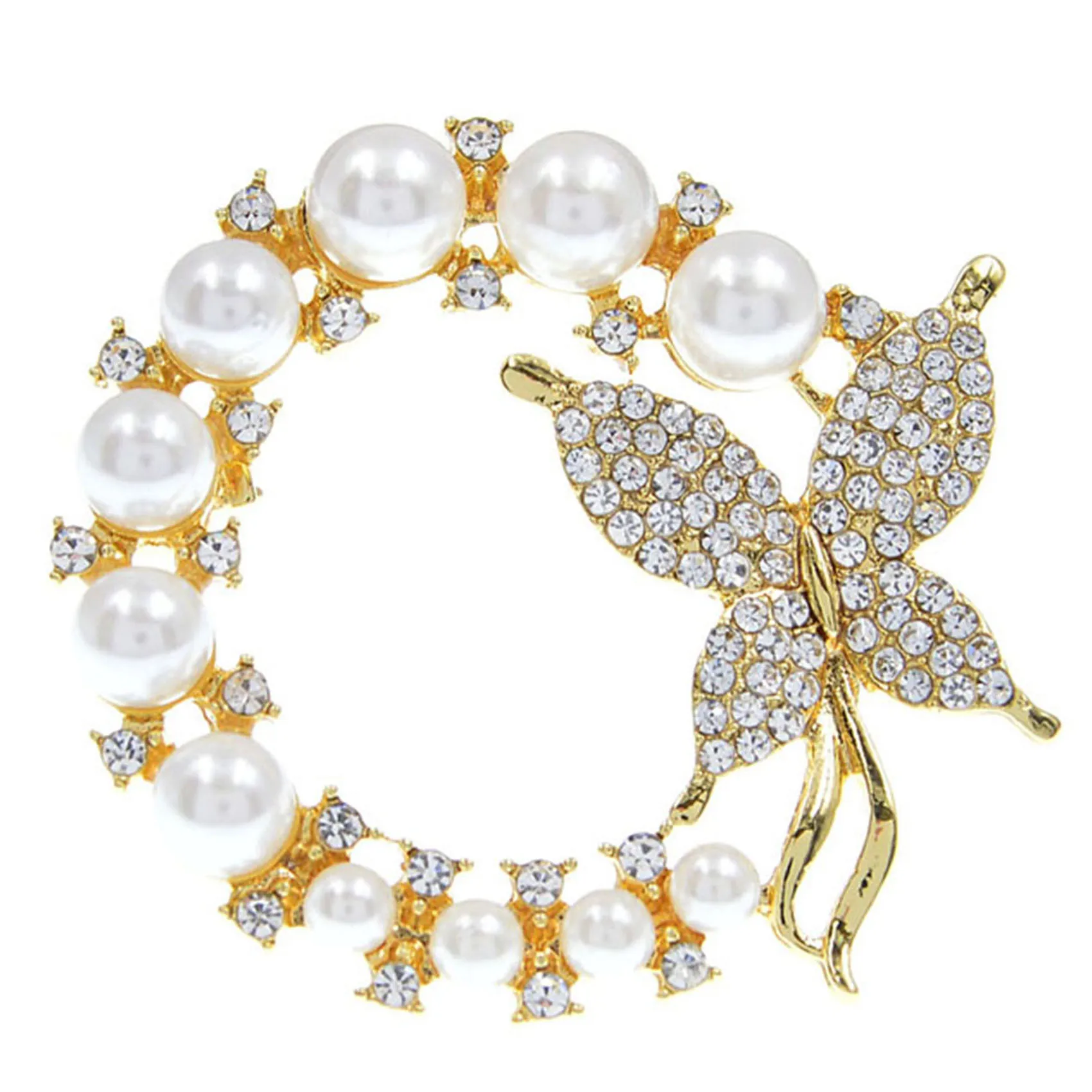 

Pearl and Rhinestone Brooches for Women Baroque Elegant Butterfly Brooch Pins Party Wedding Gifts