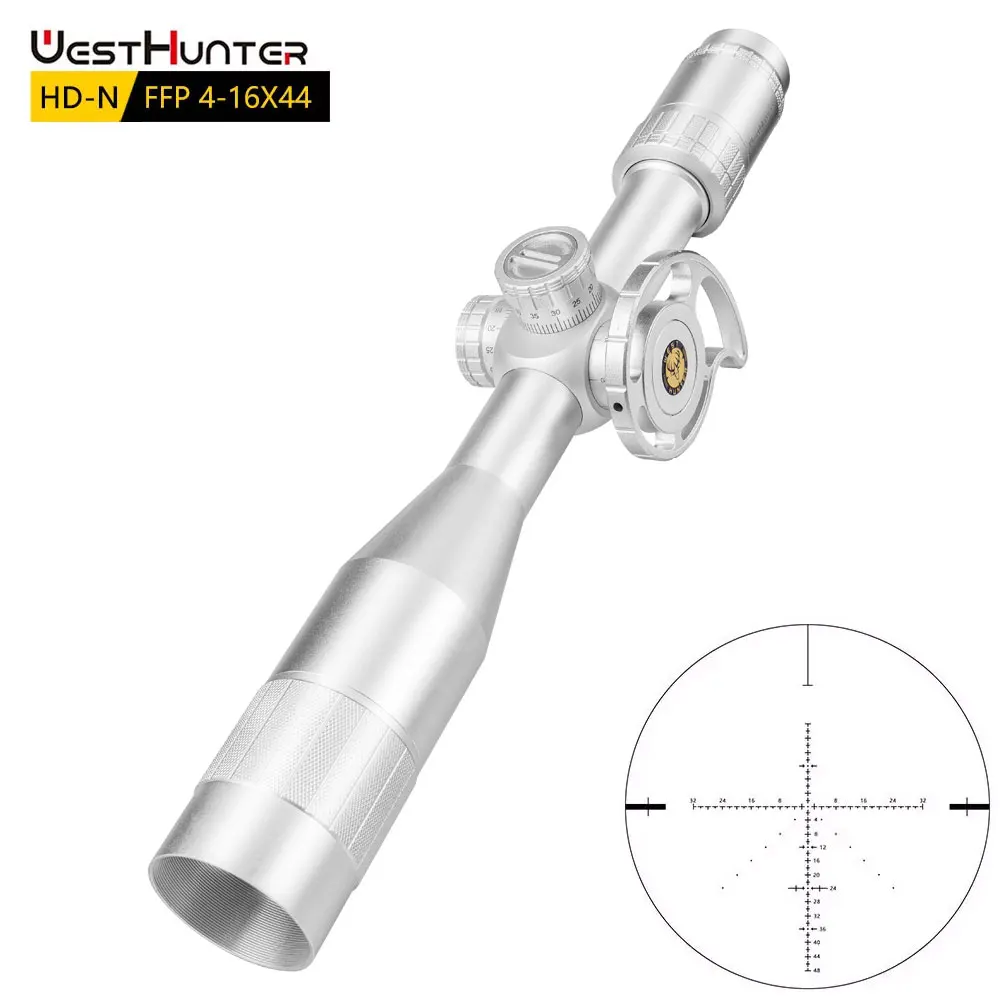 

WestHunter Серебряный HD-N FFP 4-16X44 съемка область первый фокусный самолет охотничий прицел Сторона Параллакс колесо оптика тактический прицел