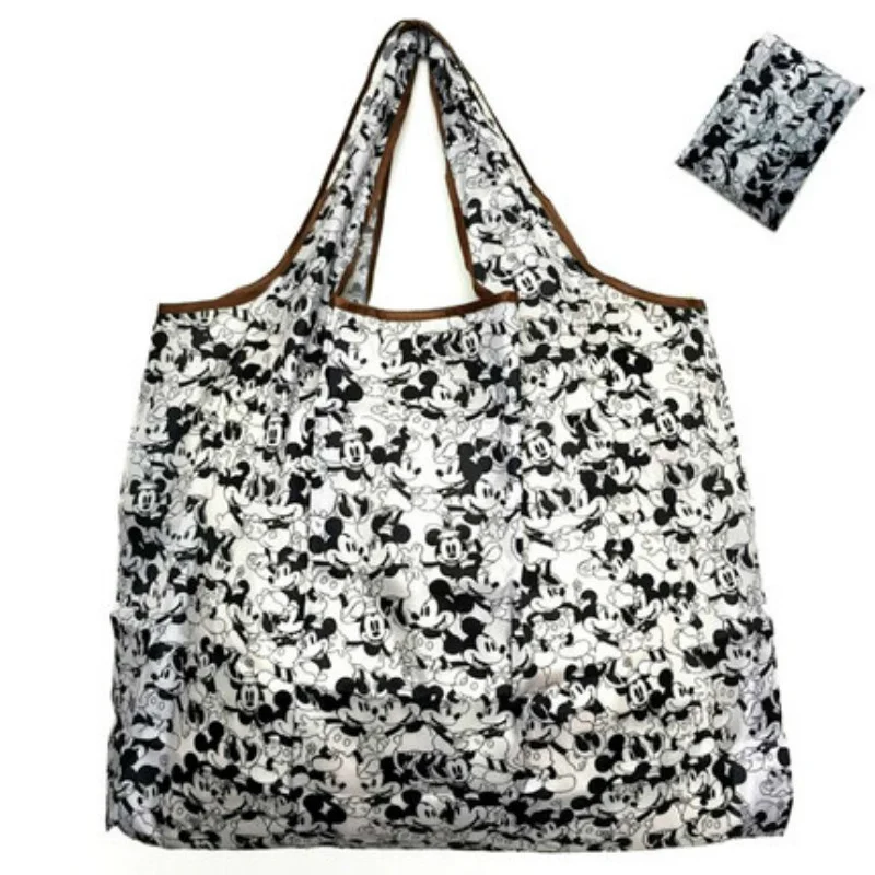 

50*60cm Disney Cartoon Folding Bag for Shopping Mickey Mouse Bag Storage High Capacity Green Bag Hand Cartoon Shoulder