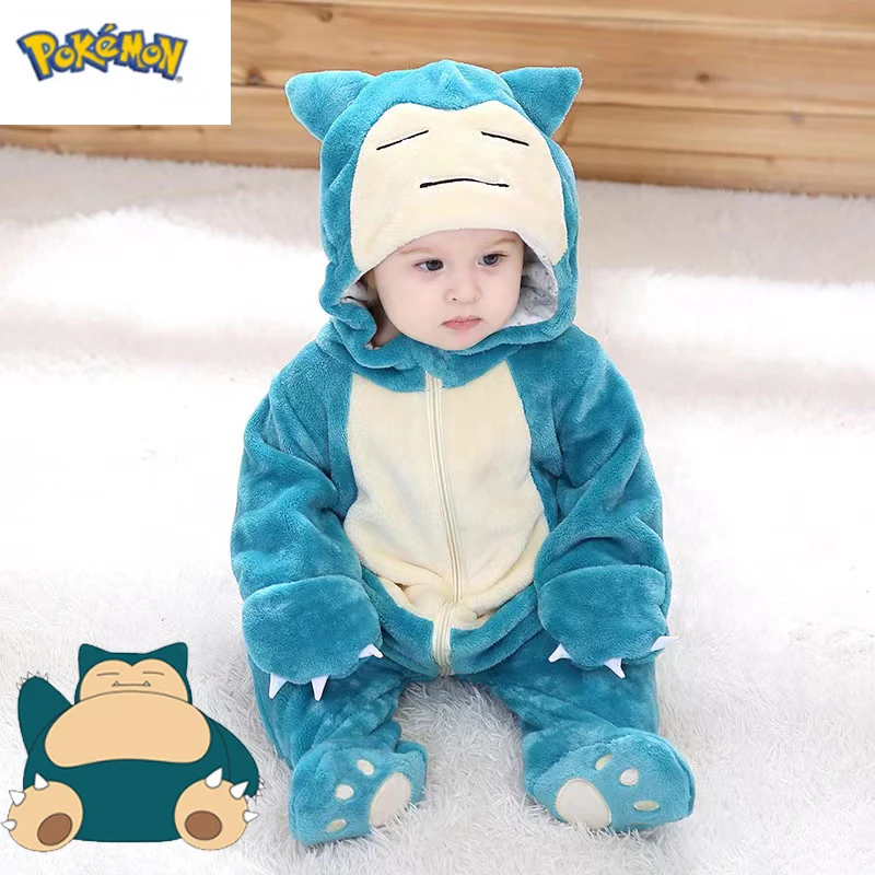 Pokemon Snorlax Onesie Baby Cosplay Costume For Halloween Full Body Pijama Christmas Anime One-Piece Pajamas Infant Flannel Suit