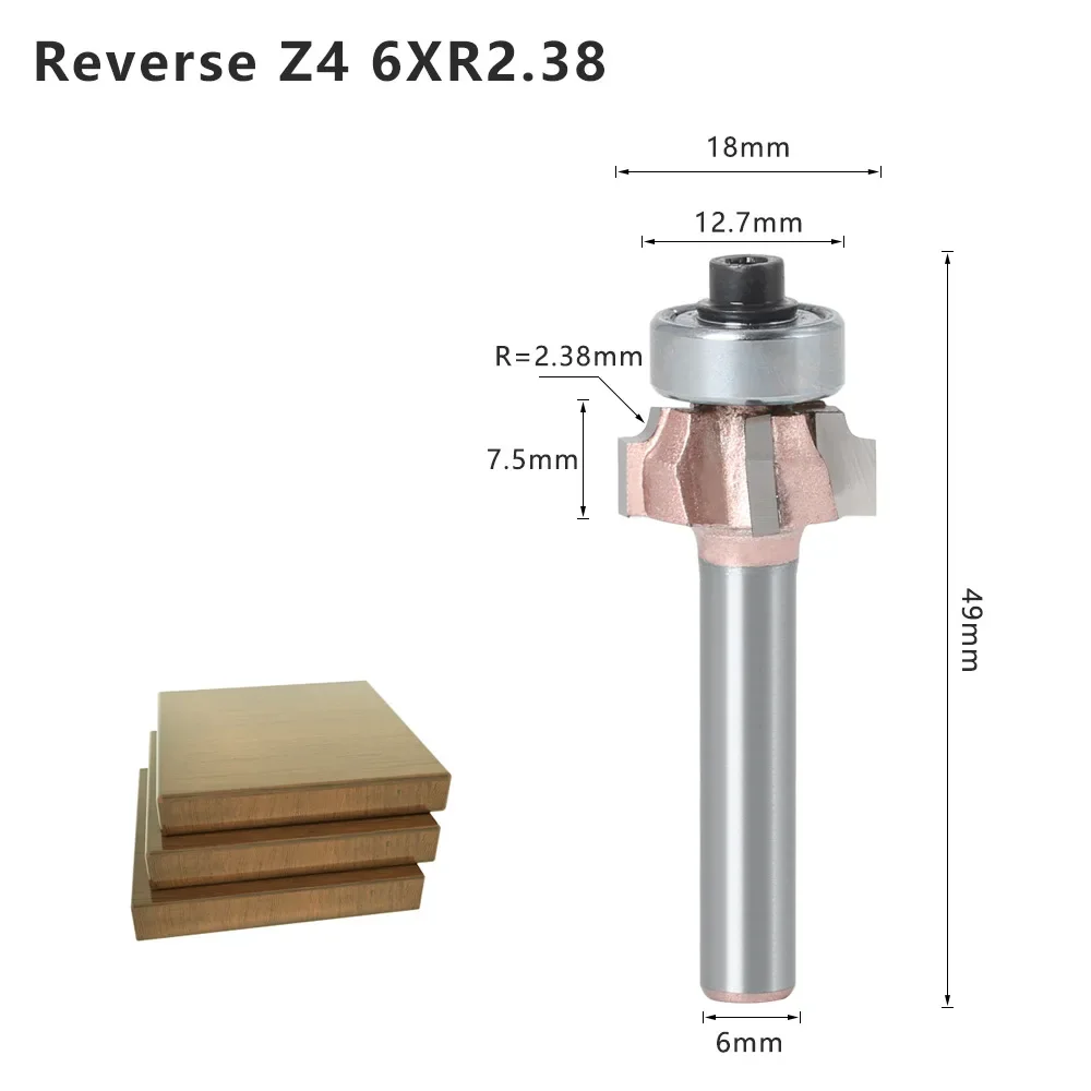 

Набор высококачественных фрез с хвостовиком 6 мм, 4 канавки, набор фрез для прямого и обратного деревообработки, фреза R1 R1,5 R2, край ножа для обрезки